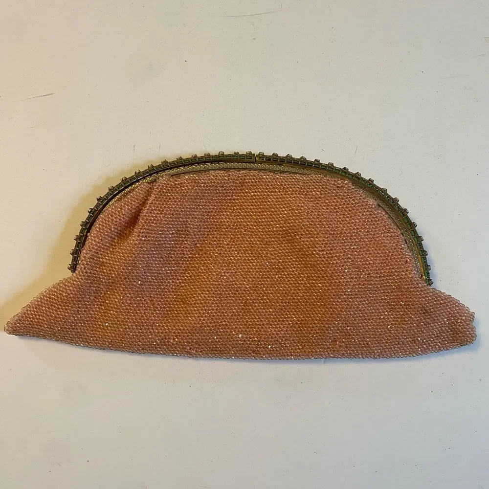 Vintage Beaded Pink Clutch